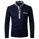 GAOBI Herren Langarm Polohemd Poloshirts Businesshemden mit Taschen Herbst Winter Casual Elegant Basic Baumwolle Longsleeve Button Down Polo Shirts Freizeithemd Langarmshirts Sw