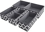 Schubladen Ordnungssystem Kleiderschrank Organizer, Unterwäsche Aufbewahrungsbox Stoff Schrank Organizer Schubladentrenner Wickeltisch für Kleidung, Socken, Krawatten, BHS, faltbar, grau, 6