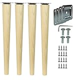 Prima Online 4x Holzfüße Möbelfüße Sofafüße Buche Holzbeine gerade Länge 45cm Buche Holz Oberfläche sauber (Gerade [45 CM]) prima-online_