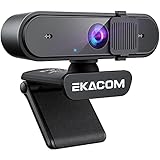 Webcam mit Mikrofon, EKACOM 1080P HD Webcam mit Autofokus und Abdeckung, Web Kamera USB Plug & Play, für Streamen von Online-Kursen, kompatibel mit Skype, Zoom, FaceTime, Teams, PC/Mac/