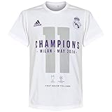 adidas Kinder Real Madrid UCL 2016 Winners T Shirt Tee Top Kurzarm Weiss - 7-8 J