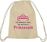 Shirtstreet24, ICH WERD PRINZESSIN, Baumwoll natur Turnbeutel Rucksack Sport Beutel, Größe: onesize,