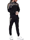 OneRedox Herren Jogginganzug Sportanzug Modell 1470 Schwarz XS