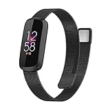 Mesh-Uhrenarmband kompatibel für Fitbit Luxe/Fitbit Luxe Special Edition Ersatz-Metallbänder, Luxe Edelstahl magnetisch Milanaise Uhrenarmband kompatibel mit Fitbit Luxe Smartwatch Armband – Schw