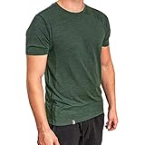 Alpin Loacker Merino T-Shirt Herren - Premium Merino Shirt Herren Kurzarm, Sport Shirt Männer und Funktionsshirt, Herren Merino T-Shirt,Grün L