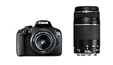 Canon EOS 2000D Spiegelreflexkamera (24,1 MP, DIGIC 4+, 7,5 cm (3,0 Zoll) LCD, Full-HD, WIFI, APS-C CMOS-Sensor) inkl. Objektive EF-S 18-55mm F3.5-5.6 IS II und EF 75-300mm F4-5.6 III, schw