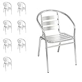 8 Stück Mojawo® stabile Aluminium Bistrostühle stapelbar Stapelstuhl Campingstuhl Gartenstuhl Küchenstuhl Alustuhl Balkonmöbel Gartensitzmöbel Silb
