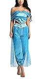 EMIN Prinzessin Jasmine Kostüm Erwachsene Damen Verkleidung Schick Party Kleider Halloween Karneval Cosplay Geburtstag Ankleiden Kleidung Pailletten Klassisch Prinzessin Ankleiden Kostüm Outfit 2