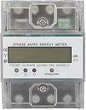 OrangeClub Digitaler Stromzähler 3 Phasen Stromzähler Hutschiene LCD Digitaler Stromzähler Drehstromzähler Geeicht Stromzähler für DIN Hutschiene Zwischenzähler Strom Geeicht 230v 400V 5-100
