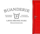 Laundry Room Wall Sticker Buanderie French Wall Sticker Washed Dry Fold Repeat Logo Door Trim Waterproof Removable Wallpaper -42x23