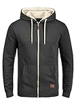 Blend Hulker Teddy Herren Winter Sweatjacke Kapuzen-Jacke Zip-Hoodie Pullover mit Teddy-Futter, Größe:L, Farbe:Charcoal Mix Teddy (75124)