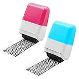 Sicherheit Stempel,2 Pcs Rollstempel Stempel,NachfüLlbar SelbstfäRbend Breit Datenschutzstempel,Geeignet fur Rechnungen,Kreditkarten,KontoauszüGe,Steuerinformationen,Postkarten (Blau + Rosa)