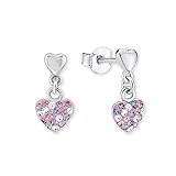 Prinzessin Lillifee Ohrhänger 925 Sterling Silber Mädchen Kinder Ohrschmuck, mit Preciosa, 1,2 cm, Lila, Herz, Kommt in Schmuck Geschenk Box, 2013169