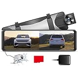 AZDOME 11' Spiegel Dashcam mit Rückfahrkamera[2.5K 1440P, 170°Vorne+1080P, 150°Hinten] GPS, Super Nachtsicht, WDR, Loop-Aufnahme, G-Sensor, Einparkhilfe, Parküberwachung, 32G Micro SD-Karte (PG16S)