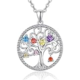 Baum des Lebens Halskette 925 Sterling Splitter Zirkonia Stammbaum Halskette Feiner Schmuck Geschenke für Frau, Mutter und Freundin-18 + 2