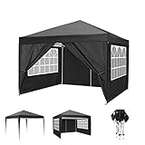 3x3 Pavillon Wasserdicht Pop up Faltpavillon Pavillon mit 4 Seitenteilen Faltbar Zelt Gartenp