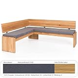 expendio Eckbank Stuart Truhenbank Eiche Natur massiv Hera anthrazit 224x167 cm Massivholzbank Polsterbank Bank