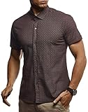 Leif Nelson Herren Hemd Kurzarm Slim Fit T-Shirt Kentkragen Stylisches Männer Freizeithemd Stretch Kurzarmhemd Jungen Basic Shirt Freizeit Sweater Kurzarmshirt Sommerhemd LN3810 Braun M