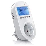 Bearware Steckdosen-Thermostat - Steckerthermostat - Digital Plug In Thermostat - individuell programmierbar - 2 Zoll LCD-Display - Blaue Hintergrundbeleuchtung - für Heiz- und Klimag