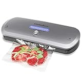 KitchenBoss 4-in-1 Vakuumiergerät für Trockene und Feuchte Lebensmitteln, Automatisch /Manuelles Vakuum-Verschluss -System, Vakuumierer Folienschweißgerät mit 20 Beutel und 1 Hose ) /E