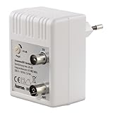 Hama Antennen-Verstärker für Kabel TV/ DVB-T/ Radio (regulierbar, Koax-Buchse/Koax-Stecker, Signalverstärkung bis zu 20 dB) weiß