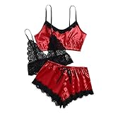 HCOO Nachtwäsche Mädchen Kühlende Nachtwäsche Nachtwäsche Top Short Sexy Nachtwäsche Satin Nachtwäsche Damen Nachtwäsche Set Damen Nachtwäsche Damen Sexy (rot,M)