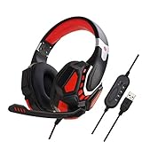 Marxways Gaming-Headset USB-Over-Ear-Stereo-Gaming-Geräuschunterdrückung über Ear-Kopfhörer Kopfhörermikrofon für PS4, PC, Xbox One-C