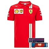 Scuderia Ferrari Team Polo 2020 Poloshirt T-Shirt Oberteil Shirt Kurzarm rot + 4X FANERGY Traubenzucker (L)