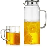 DBOATB Teekanne Kaltwasserflasche im japanischen Stil Glas verdickte Großraum-Haushaltskühle weiße Wasserflasche Explosionsgeschütztes Teekannen-Set (10 × 27,5 × 8,5 cm)