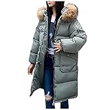 TTWOMEN Damen verdicken Baumwolle Warmer Parka-Mantel Winter Kunstpelz-Gras getrimmt mit Kapuze mittellange Jack
