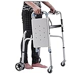 PTY Rollator Gehhilfe Faltbarer, Höhenverstellbarer Laufwagen Für Ältere Menschen, Mit Abnehmbarem Sitzkissen, Für Senioren, Erwachsene, Indoor-Teppich-Rollator-Walk