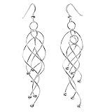 925 Silber Ohrhänger Spirale - Damen Kugel Ohrringe hängend lang 15x84mm Ohrschmuck inkl. Schmuckbox #SO-66