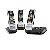 Gigaset C430A Trio 3 schnurlose Telefone mit Anrufbeantworter (DECT Telefon mit Freisprechfunktion, klassische Mobilteile mit TFT-Farbdisplay) schwarz-silb