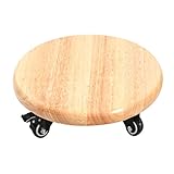 MESURE Runder Hölzerner Pflanzenständer Holz Pflanze Topf Caddy Mit Verriegelungsrädern, Holz Blumentopf Mover Caddy Trolley Heavy Duty Hölzerne Pflanze Topf Stand Garten Pflanze Topf Mover Trolley