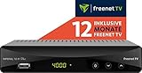 Digitalbox Imperial T2 IR Plus DVB-T2 HD Receiver mit Irdeto Entschlüsselung (inkl. 12 Monate Freenet TV, H.265/HEVC, PVR Ready, HDMI, Scart, USB, LAN) schwarz, 77-560-00-12