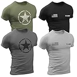 4er Pack Herren T-Shirt Vintage US Army mit Frontprint und Rundhalsausschnitt (M, Collection 1)