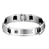 Glooraca Personalisierter Name Edelstahl Gravur Medizinischer Alarm ID Eisarmband Einstellbar Sos Notfall Personalisiert für Männer F