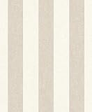 rasch Tapete 402902 aus der Kollektion Uptown – Vliestapete in Beige mit cremefarbenen Streifen – 10,05m x 53cm (L x B)