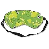 Schlafmaske für Damen und Herren, Seide, Augenmaske mit verstellbarem Kopfband, bequeme Schlafmaske, Augenbinde für Reisen, Schichtarbeit und Meditation, niedliches Frosch-M