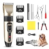 Pet Hundeschermaschine Schermaschine Ninonly Professionelle Tierhaarschneider Hunde schermaschine Wiederaufladbarer Kabellos Tierhaarschneidemaschine Profi Haustier Rasierer für Katze H