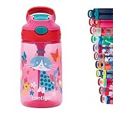 Contigo Kinder Trinkflasche Gizmo Flip Autospout mit Strohhalm, BPA-freie Wasserflasche, auslaufsicher, ideal für Kindergarten, Schule und Sport, 420 ml, Cherry With C