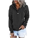 RJINS Damen Casual Kapuzenpullover,Einfarbiger Modepullover mit Taschen,Damenp