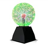 Goeco Plasma Ball Light, Magic Sphere Light Ball 5 Zoll, Berührungsempfindlicher Sprachsteuerung Nachtlicht Flashball, Grünes L