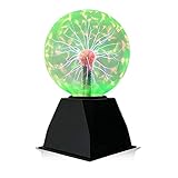 Goeco Plasma Ball Light, Magic Sphere Light Ball 5 Zoll, Berührungsempfindlicher Sprachsteuerung Nachtlicht Flashball, Grünes L