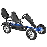 2-Sitzer GoKart – Tretauto für Kinder mit höhenverstellbarem Lenkrad & 2 Schalensitzen – Go-Kart mit Luftreifen & Stahl-Felgen in B