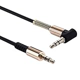 ZZjingli Computerzubehör 1m 3,5mm Jack männlich zu männlichen Stecker-Stereo-Audio-Aux-Kabel mit Metall-Feder für Samsung, MP3, MP4, Soundkarte, TV, Radio-Recorder usw. (Color : Black)