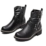 CYGGA Dame Schneestiefel Winterschuhe, Retro Reißverschluss Langschaftstiefel Klassische Frauen Winterstiefel Warme Schuhe Baumwollstiefel Mode Damen-Boots Halbhohe Stiefel Ankle B