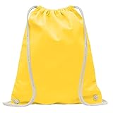 MyShirt Baumwoll Turnbeutel 38 x 46cm unbedruckt mit Kordelzug - 19 Farben - Jutebeutel Oeko-TEX® geprüft Gym Sack zum bemalen, Farbe:gelb