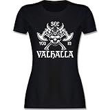 Piraten & Totenkopf - See You in Valhalla - S - Schwarz - Piraten t Shirt Damen - L191 - Tailliertes Tshirt für Damen und Frauen T-S