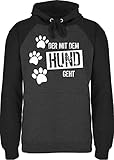 Shirtracer Geschenk für Hundebesitzer - Der mit dem Hund geht - XXL - Anthrazit meliert/Schwarz - Spruch - JH009 - Baseball H